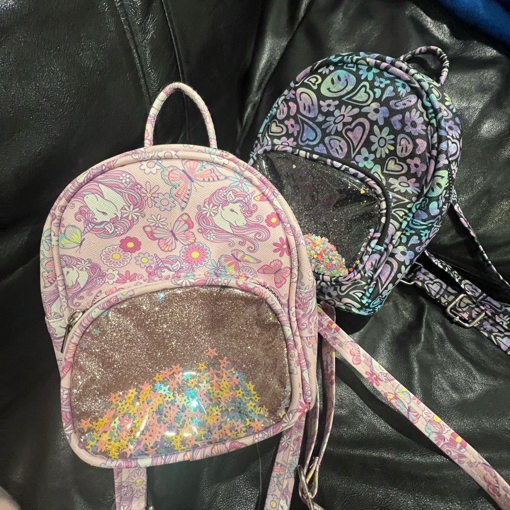 Ardene Pink and Black Sparkly Fantasy Mini Bags